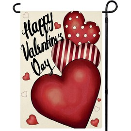 Valentines Day Garden Flag Double Sided Love Heart Happy Valentine’s Day Flag Yard Outdoor Flag Decoration 12x18 Inch