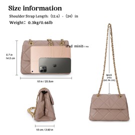Gladdon Quilted Crossbody Purses for Women Small Ladies Shoulder Bags with Chain Trendy Clutch Purse Cute Designer Bag Pink
