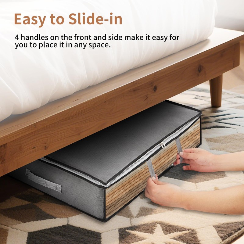 JF HOME BLISS 4 Pack Foldable Under-Bed Storage Boxes with