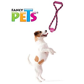 Fancy Pets Juguete Agarradera y Aro con Pelota para Perros Grande de Algodón Multicolor, Durable y Lavable, Estimula la Mandíbula y Refuerza Vínculo Afectivo, 50 Centímetros
