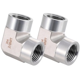 Carvedexquisitely Stainless Steel Pipe Fitting 90 Degree Barstock Street Elbow 3/8" NPT Female x 3/8" NPT Female 2 Pack