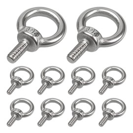 Runseaway 10PCS M5 x 11mm Machinery Shoulder Lifting Eye Bolts, 304 Stainless Steel Male Thread Ring Screw Bolt, Heavy Duty Eyebolt for Industrial Lifting Equipment