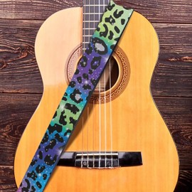 Cozeyat Rainbow Leopard Adjustable Guitar Straps for Ukulele,Bass, Electric,Acoustic Guitars,Softy Shoulder Straps with 2Pieces Blocks
