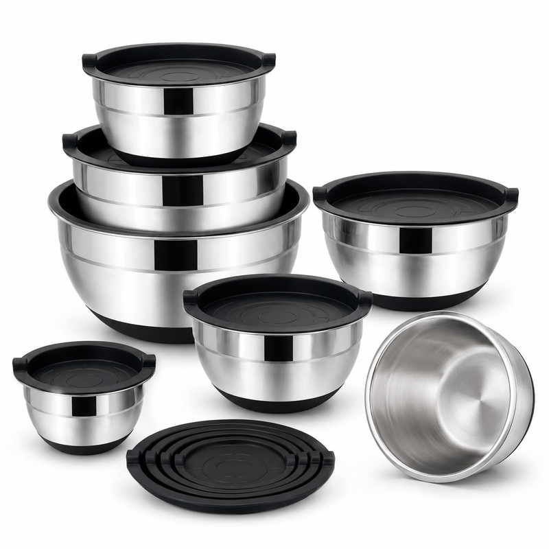 LMETJMA Stainless Steel Mixing Bowls Set of 5 - Durable