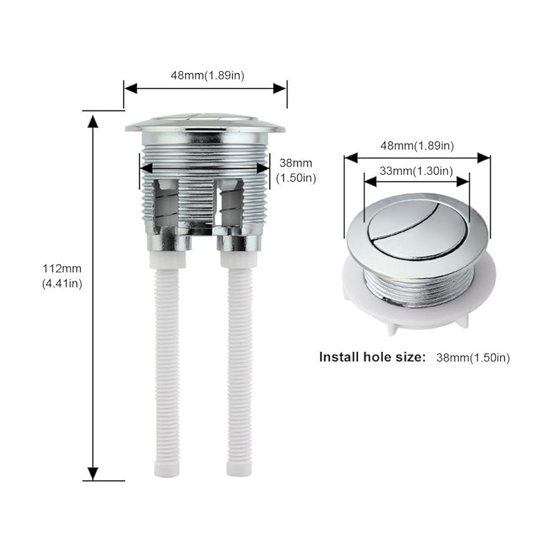 Dual Flush Toilet Water Tank Valve Push Button for 38mm