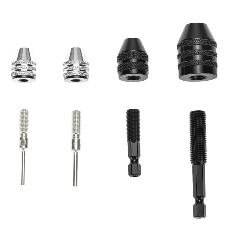 QWORK Keyless Drill Chuck Set, 4 Pieces 1/4, 1/8, 1/16