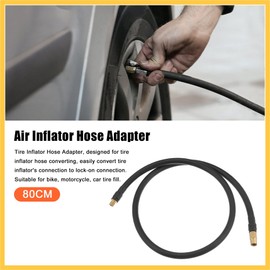 REPAIROCK 80cm Threaded Tire Inflator Extension Hose Chuck Adapter Air Pump Tube Tire Valve Pipe for Car Truck Bike MTB Copper Rubber Black Copper Tone Auto Replacement Parts