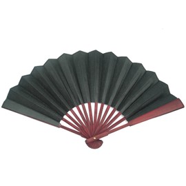 TRENDBOX 10.4" Chinese Traditional Nylon-Cloth Handheld Folding Fan - Black
