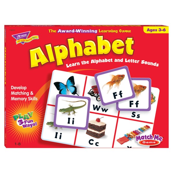 TREND ENTERPRISES: Match Me Game–Alphabet, Learn the Alphabet and Letter Sounds with Photos, Develop Matching and Memory Skills, Play 3 Fun Ways, Ages 3 and Up