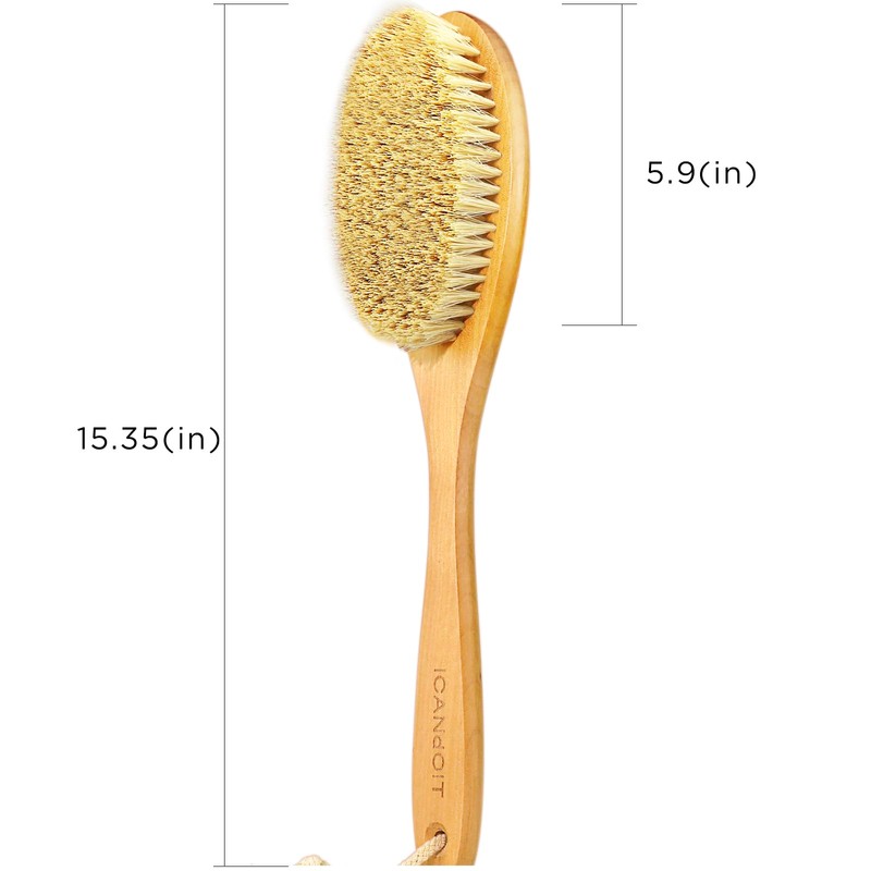 ICANdOIT Very Stiff Dry Brushing Body Brush for Men&Women, Long
