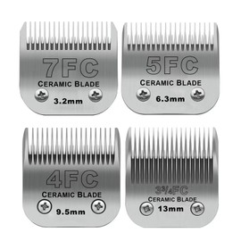 Size 7FC/5FC/4FC/3-3/4FC Detachable Pet Dog Grooming Ceramic Blades,Compatible with Andis,Oster A5,Wahl KM10 Series,4 Count