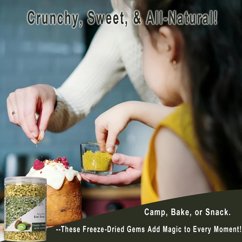 Freeze Dried Kiwi Diced,Dried Kiwi, 8.8oz /250g,Crispy Crunchy Snacks,No Sugar