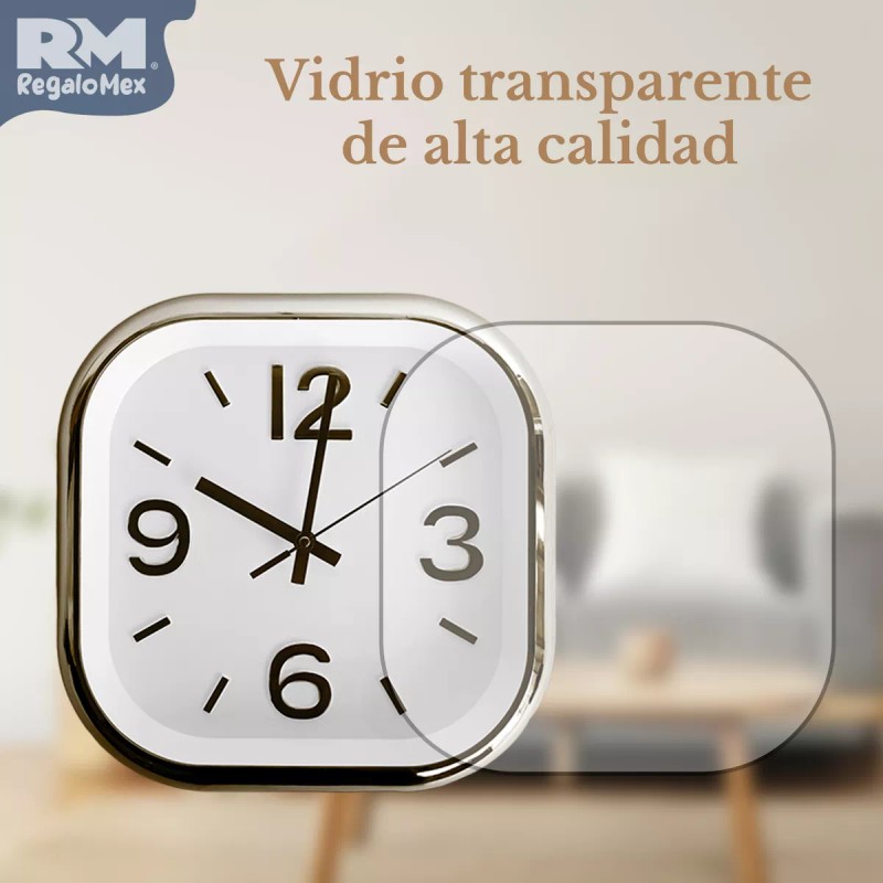 Rm Regalomex Reloj Análogo De Pared Cuadrado Plástico