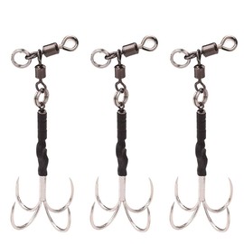 Yushinkan Fishing Gear Tachio Jig Assist Hooks, Set of 3 (2 Sizes) (Silver 18# 3 Pieces)