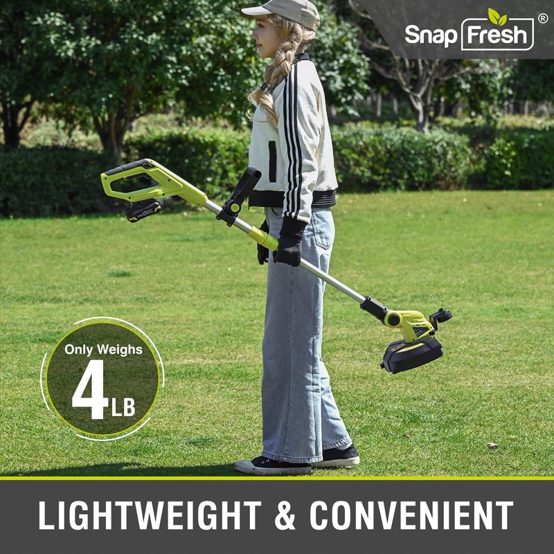 SnapFresh 20V Weed Wacker，2-in-1 Cordless 12" String Trimmer & Lawn
