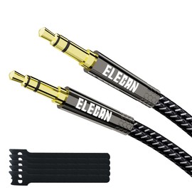Elecan 3.5mm AUX Cable 4 Ft/2 Pack (Hi-Fi Sound-Zinc Alloy Case-OD 3.5MM-Ultra Slim&Soft) Auxiliary Stereo Audio Cable Braided 1/8 inch 3.5 mm AUX Cord for Headphones,Car,Home Stereos, Speaker,Phones