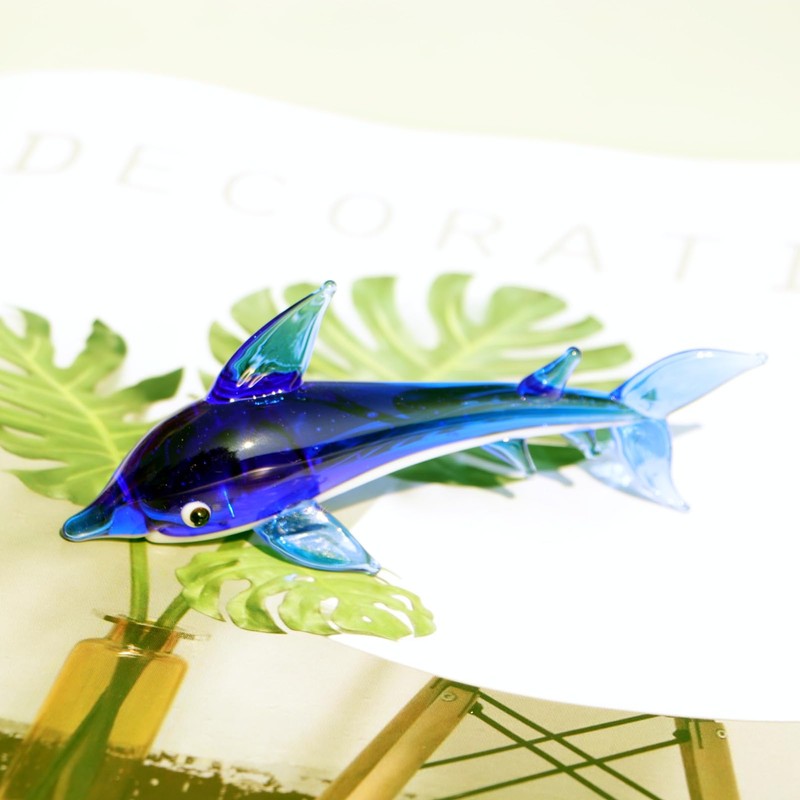 Hand Blown Glass Dolphin Sea Organism Crystal Ocean Animal Collectible