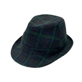 WITHMOONS Tartan Plaid Check Pattern Fedora Hat Wool Classic Trilby LD61467 (Green)