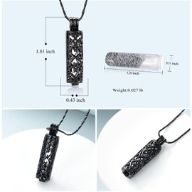 Cremation Jewelry Urn Necklace for Ashes Pendant with Hollow Glass Vial Cylinder Cremation Keepsake Memorial Lockets Ashes Holder for Women Men Pet