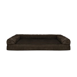 Furhaven Cooling Gel Dog Bed for Large Dogs w/ Removable Bolsters & Washable Cover, For Dogs Up to 95 lbs - Plush & Suede Sofa - Espresso, Jumbo/XL