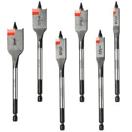6 pc Standard Spade Bit Drill Bit Set,Threaded Spade Bit with Quick Change Shank for Hole Cutter Woodworking