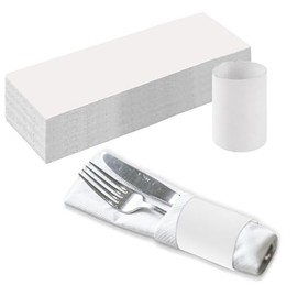 300 Pack Self Adhesive Paper Napkin Rings - Silverware Wraps Bands for Parties and Events (White, 300PCS)