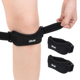 OTraki Pack of 2 Kneecap Knee Brace for Women and Men, Adjustable Knee Support Orthopaedic with Elastic Cushion, Patella Knee Support for Hiking, Football, Running, Jumper's Knee, Tennis