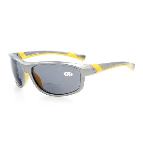 Eyekepper Fashion Sports Bifocal Sunglasses TR90 Unbreakable Outdoor Readers Baseball Running Fishing Driving Golf Softball Hiking Clear Frame