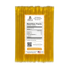 The Honey Jar Plain Honey Sticks - Pure Honey Straws For Tea, Coffee, or a Healthy Treat - One Teaspoon of Flavored Honey Per Stick - Made In The USA with Real Honey - (20 Count)