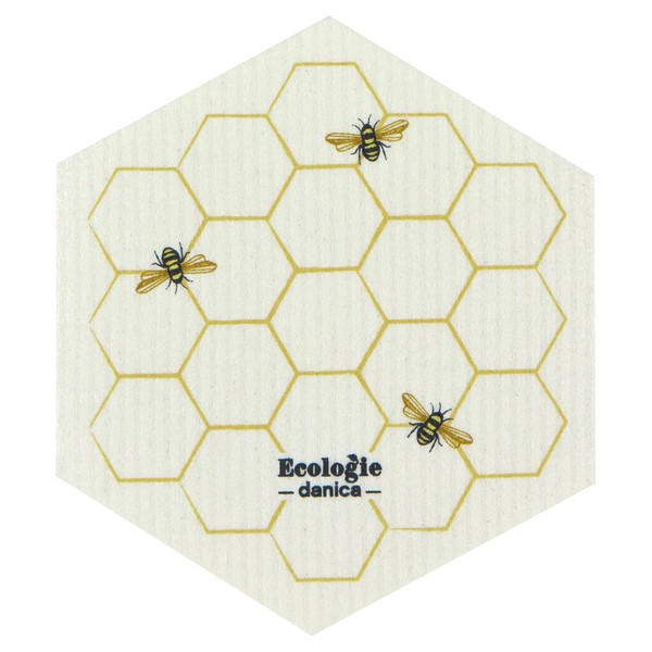 Now Designs Ecologie Swedish Sponge Reusable Dishcloth Bee Hive Shaped 6.5 x 8 inches