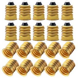 DiCUNO E14 to E12 Socket Adapter, Copper E14 European Base to Candelabra Base Socket Converter, Edison Screw European E14 Socket Reducer, 0~250V Max 100W and 100℃ Heat-Resistant, 20-Pack