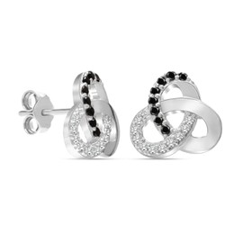 LeCalla 925 Sterling Silver Love Knot Earrings Light Italian Design Small Love Knot Stud Earrings for Women, Sterling Silver, Cubic Zirconia