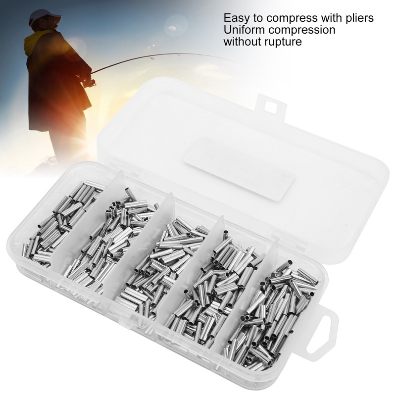500PCS Single Double Barrel Crimping Sleeve Fishing Line Wire Leader