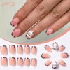 MouYou Press On Nails Short, Square Cute Kawai Nude Leopard