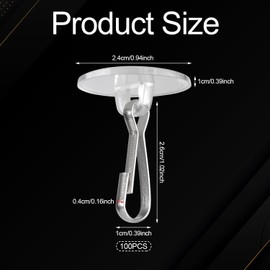 NQEUEPN 100pcs Adhesive Ceiling Hooks, Round Suction Cup Sticky Ceiling Hooks Without Drilling Removable Wall Hanger Self-Adhesive Ceil Clasp for Hanging Kitchen Bathroom Office Decorations