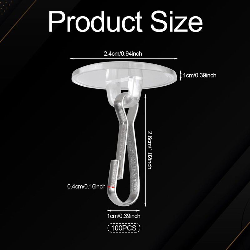 NQEUEPN 100pcs Adhesive Ceiling Hooks, Round Suction Cup Sticky Ceiling