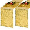 TCBESTO Gold Sequin Table Runner 12''x108'' 2 Pack Glitter Table