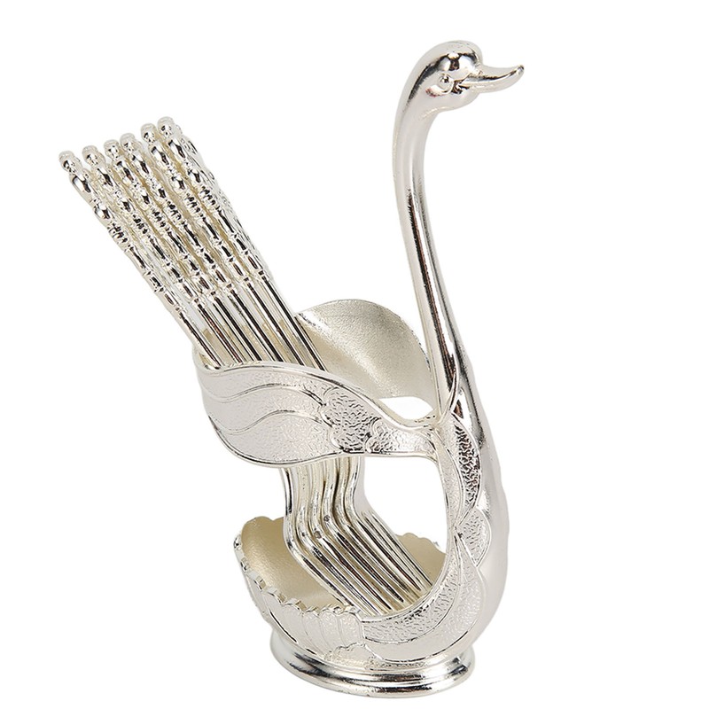 Swan Base Holder Forks Set Aluminum Silver Fashion Rustproof Decorative