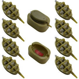 LYTIAVGEN 8 Piece Fishing Feeder Set Fishing Feeders Inline Method Feeder Set Plastic Fishing Feeder Basket Fishing Bait 15/20/25/30/35/40/50/60g Flat Method Feeder with Bait Shape Carp Fishing