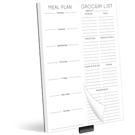 Evercio Meal Plan & Grocery List Magnetic Notepad for Refrigerator | For Shopping Lists Planner Organizer Memo Note Pad for Fridge | Kitchen Gift for Mother, Girlfriend | 7x10 Inches, 52 Sheets