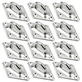 SAIJIAN Pack of 12 Eye Plate Stainless Steel M5 Eye Plate 304 Stainless Steel Cover Plate Eye Plate with Eyelets Holder for Hanging Items Mounting Hooks