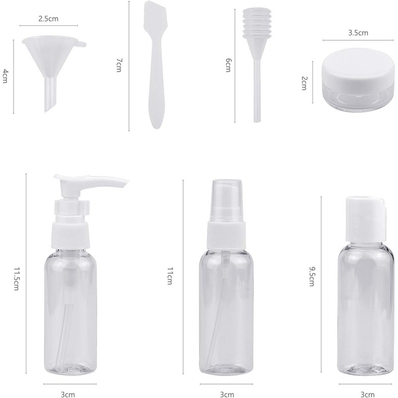 Wandefol 9 Stück Kleines Reise Flaschen Set, Sprühflasche Reisezerstäuber, Plastikflasche