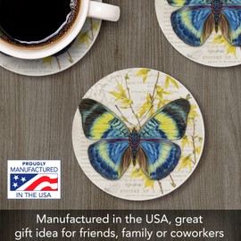 Thirstystone Flasher Butterfly Single Round Absorbent Stone Coaster with Protective Cork Backing Manufactured in The USA 4" Diameter