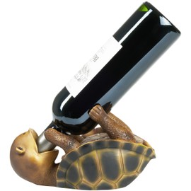 BRUBAKER Wine Bottle Holder Turtle - Polyresin Bottle Decoration - Table Top Sea Turtle Decorative Figurine Hand Painted Wine Accessory - Funny Wine Gift