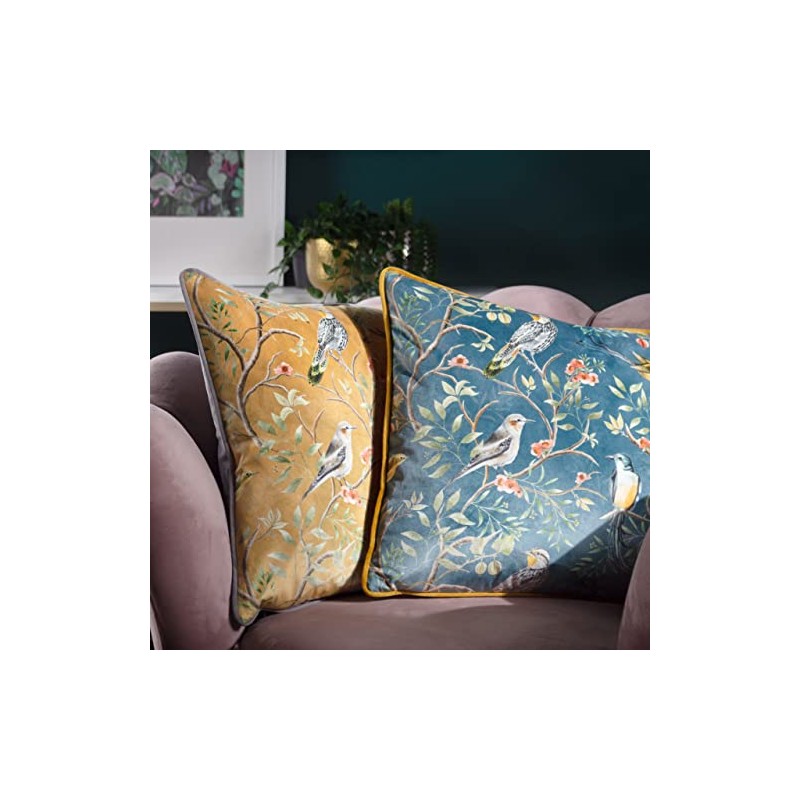 Wylder Tropics Orient Chinoiserie Birds Cushion Cover, Slate Blue, 43