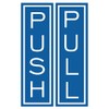 Push Pull Vertical Standard Door Sign w/ Border (Blue) -