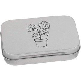 Azeeda 95mm 'Cheese Plant' Metal Hinged Tin/Storage Box (TT00279306)