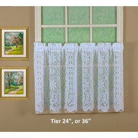 Today's Curtain Hopewell Premium Lace Tier 24", White, 58W x 24L