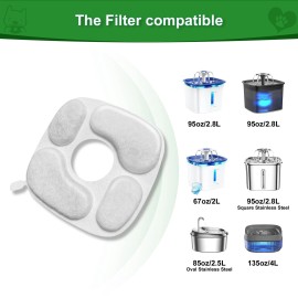 Manfcat Cat Water Fountain Filter 24 Pack with Pre-Filter Sponges for 95oz Fountain