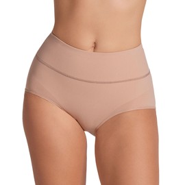 Leonisa Slimming High Waisted Compression Panties - Tummy Control Underwear for Women Brown
